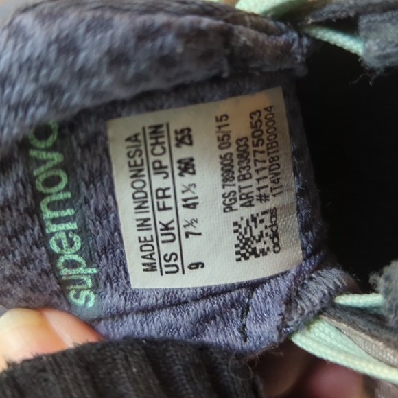 Women's size 9 Adidas Supernova Boost running shoes in grey and mint green - Picture 4 of 4